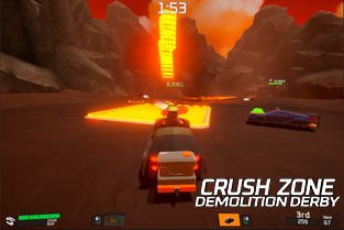 Photo of Crush Zone Demolition Derby gameplay in the Figure 8 arena.